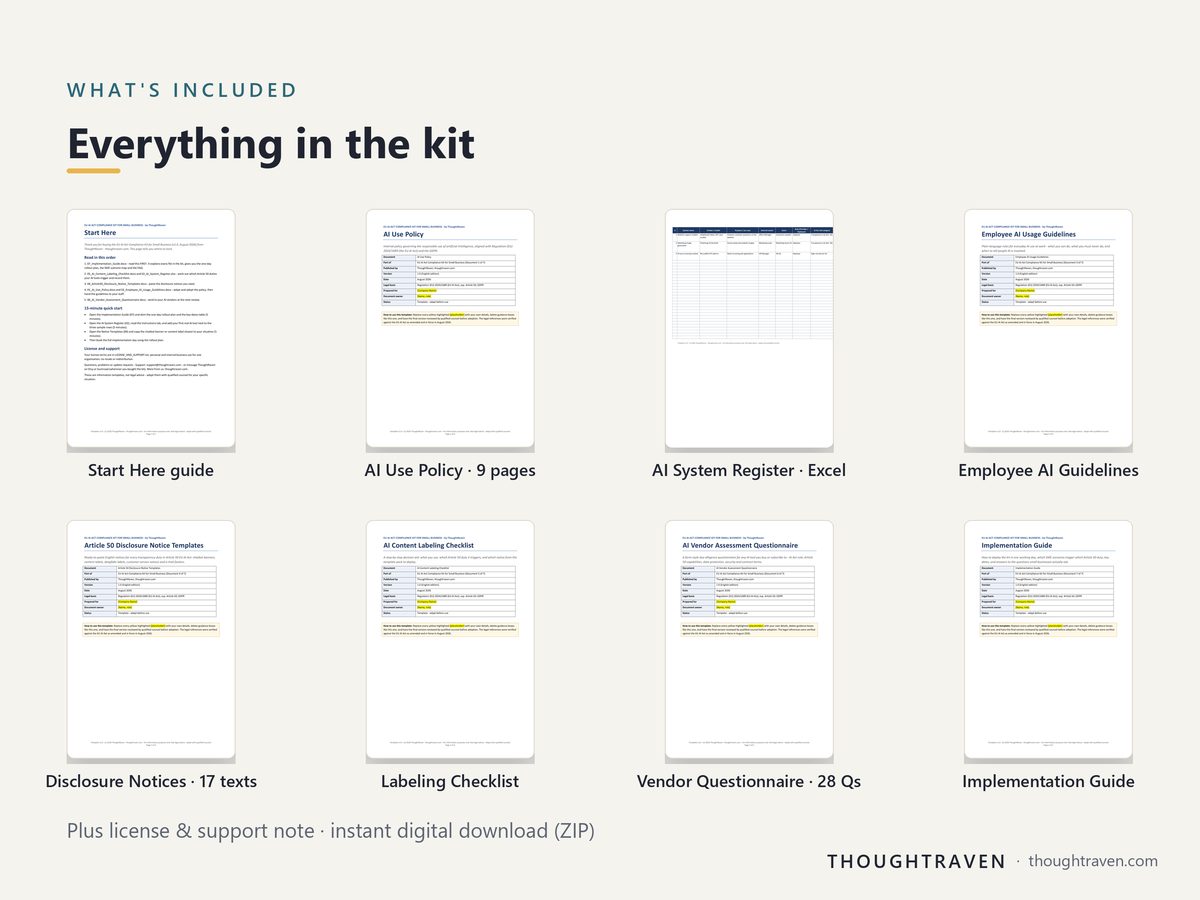 EU AI Act Compliance Kit — what's included overview