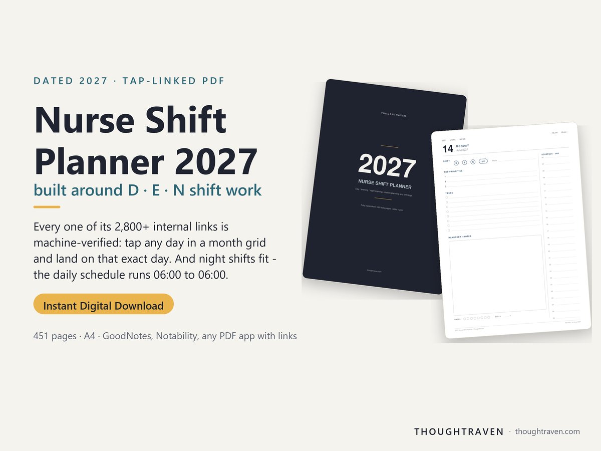 2027 Nurse Shift Planner — cover and daily page